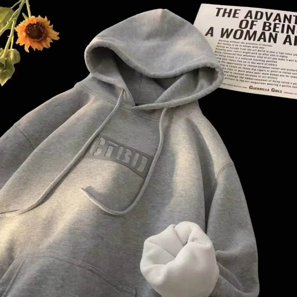 Loose Fit Letter Print Hoodie