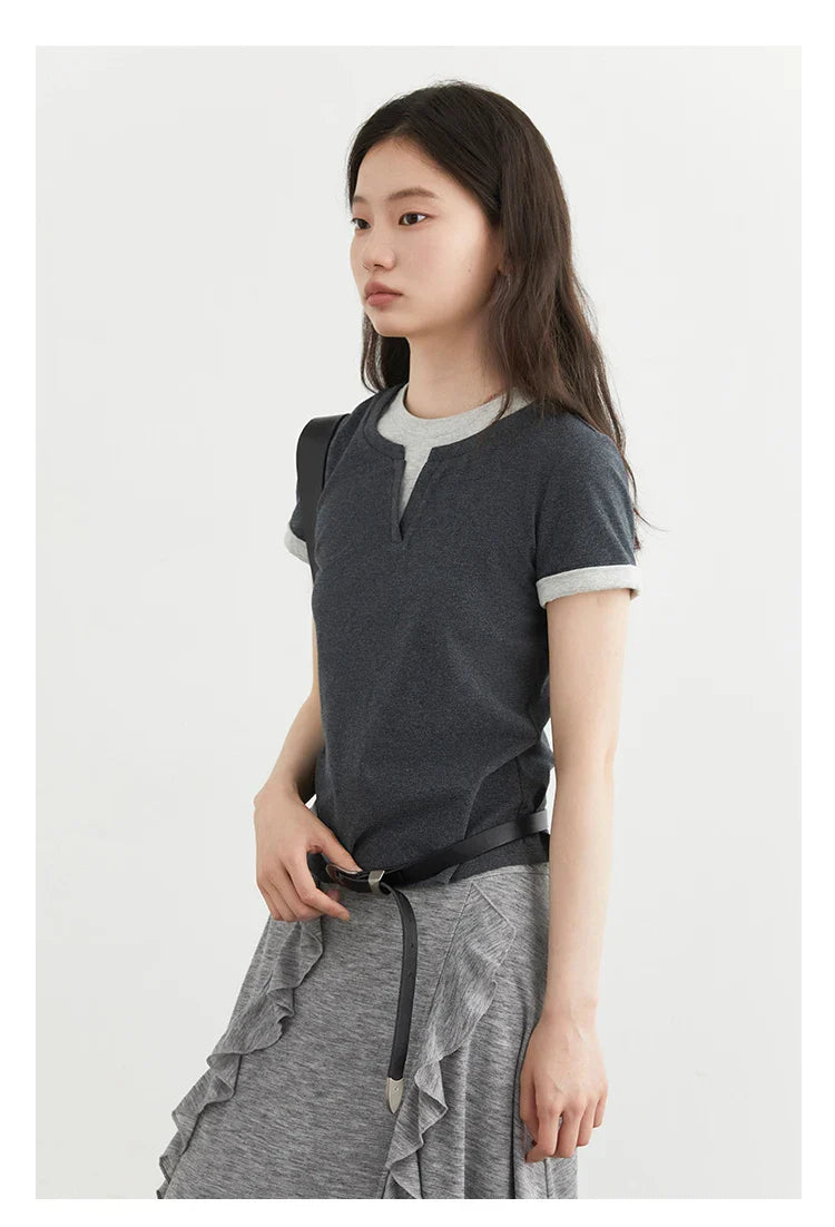 Color Contrast Patchwork Sport Tee