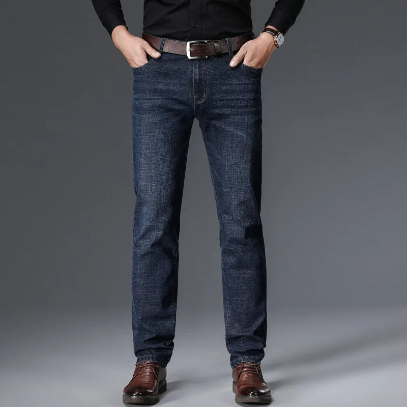 JEAN2026 Autumn/Winter New Men's Casual Pants, High-Quality Business Formal Sportswear Jeans, Straight-Leg Stretch Long Pants