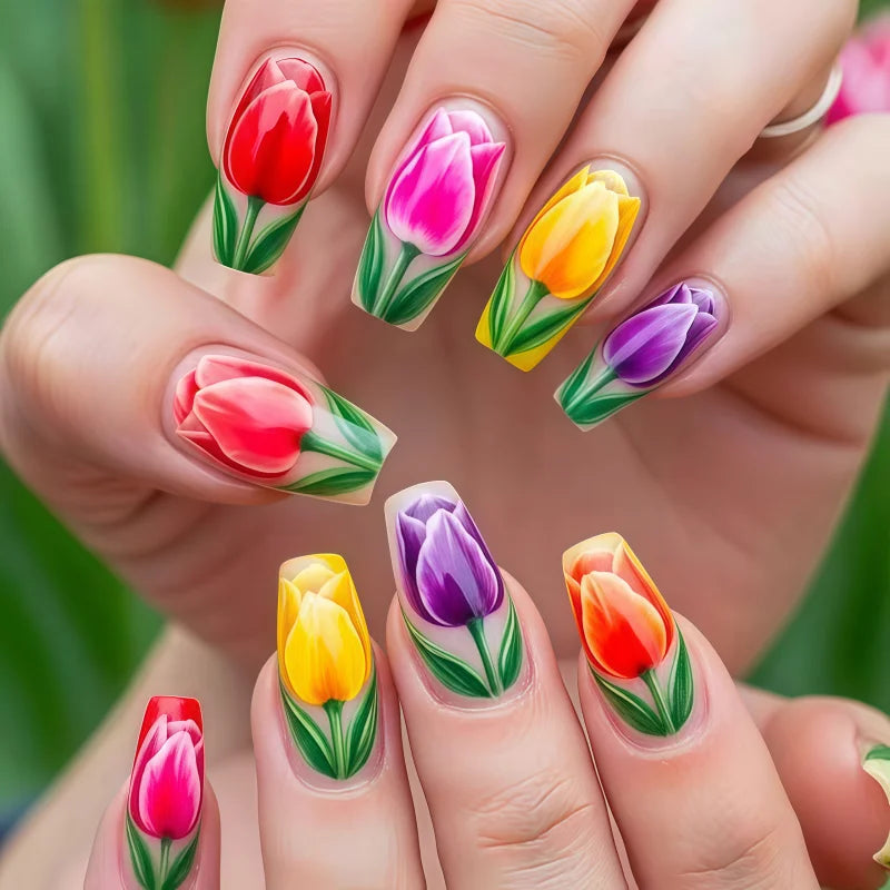 24PCS of false nails with a nude base coat and a shiny black surface and featuring a mirror-gold metallic French tip design