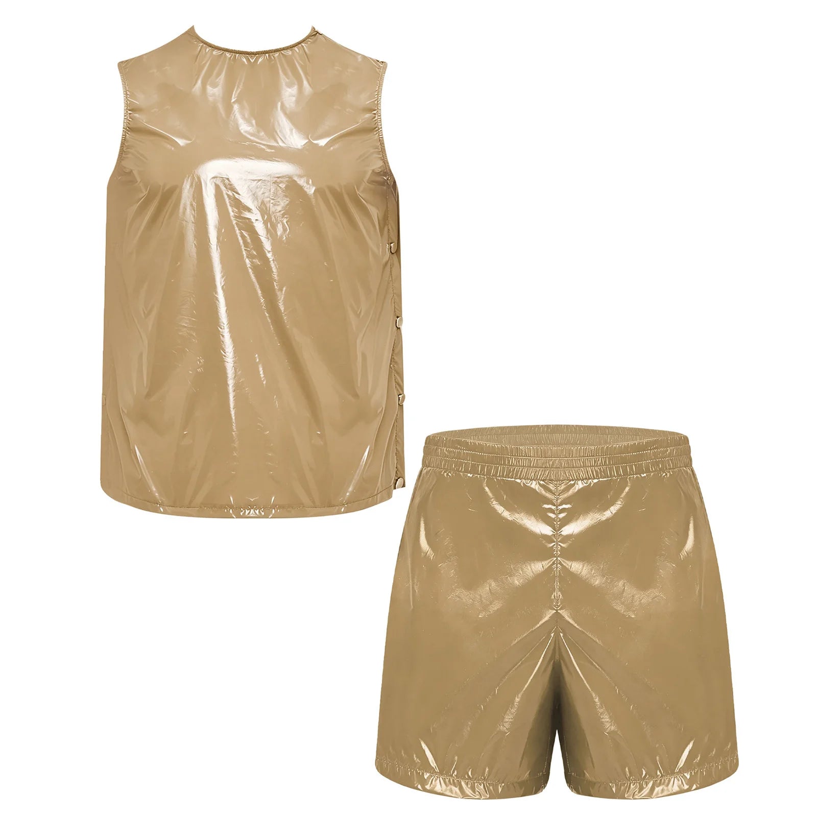 Mens Special Needs Waterproof Sweat Tracksuit Tank Tops And Sides Buttons Boxer Shorts Two Pieces Outfit Adaptive Clothing