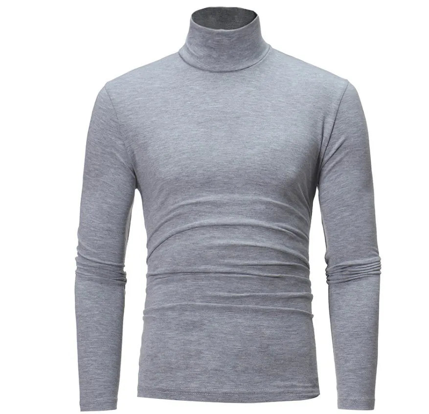 Men's Turtleneck Sweater Warm Soft Knit Pullover Fashion Versatile Long Sleeve Top for Autumn Winter