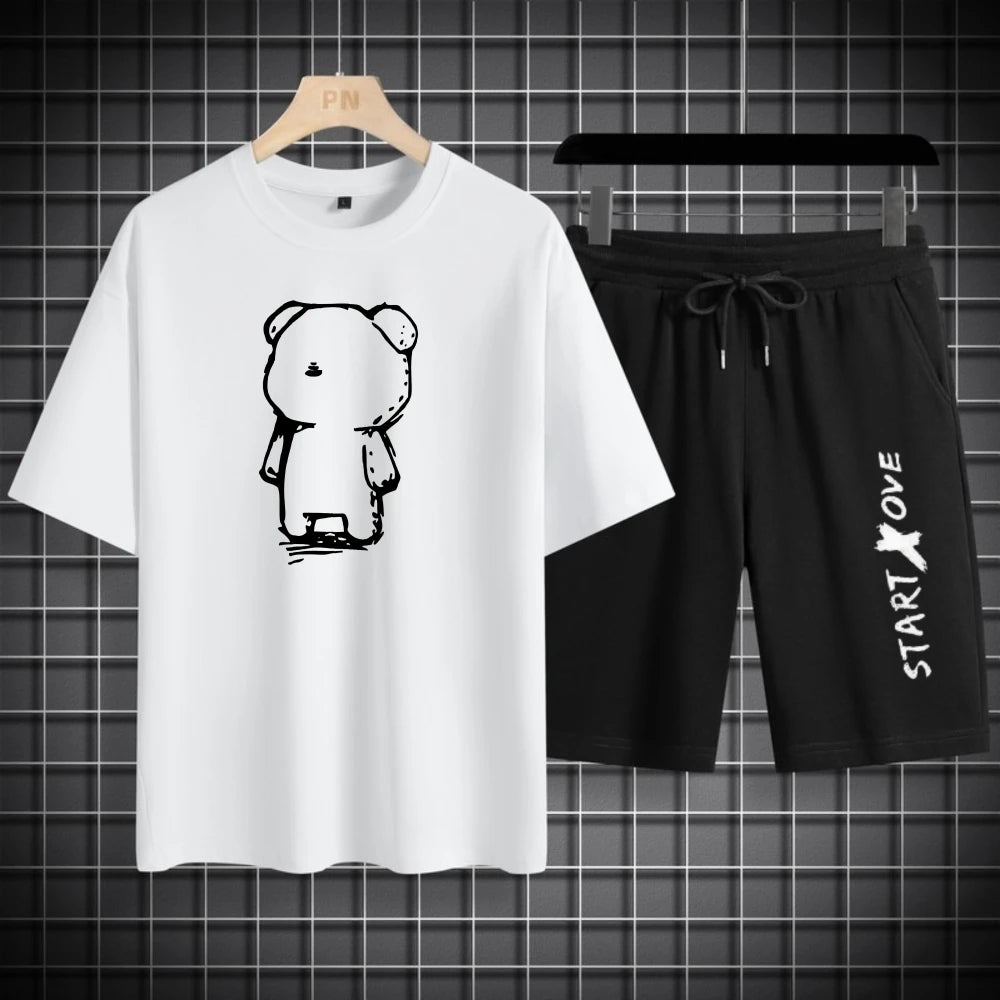 Suits for Men 2026 Summer Casual Joggers Tracksuit Casual Sweatpants Streetwear Anime Shorts Set Men's Sport Outfit T-shirts