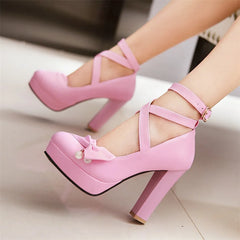 Glossy Mary Jane Chunky Heels