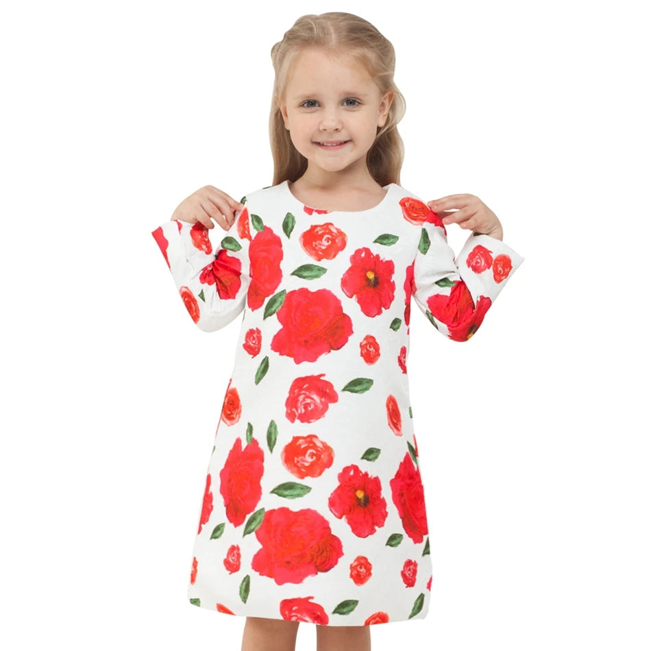 Printed Flower Casual Girls Dress
