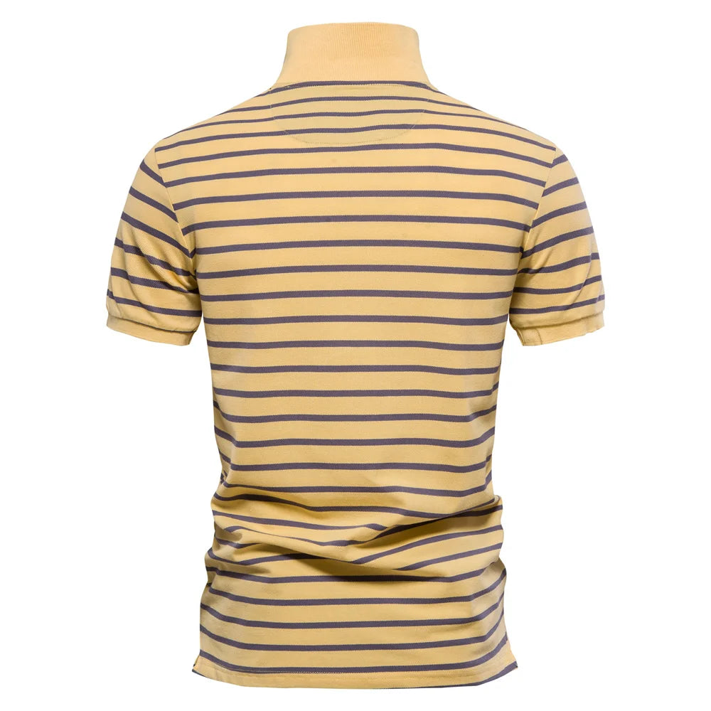 Striped Embroidered Cotton Summer Polo