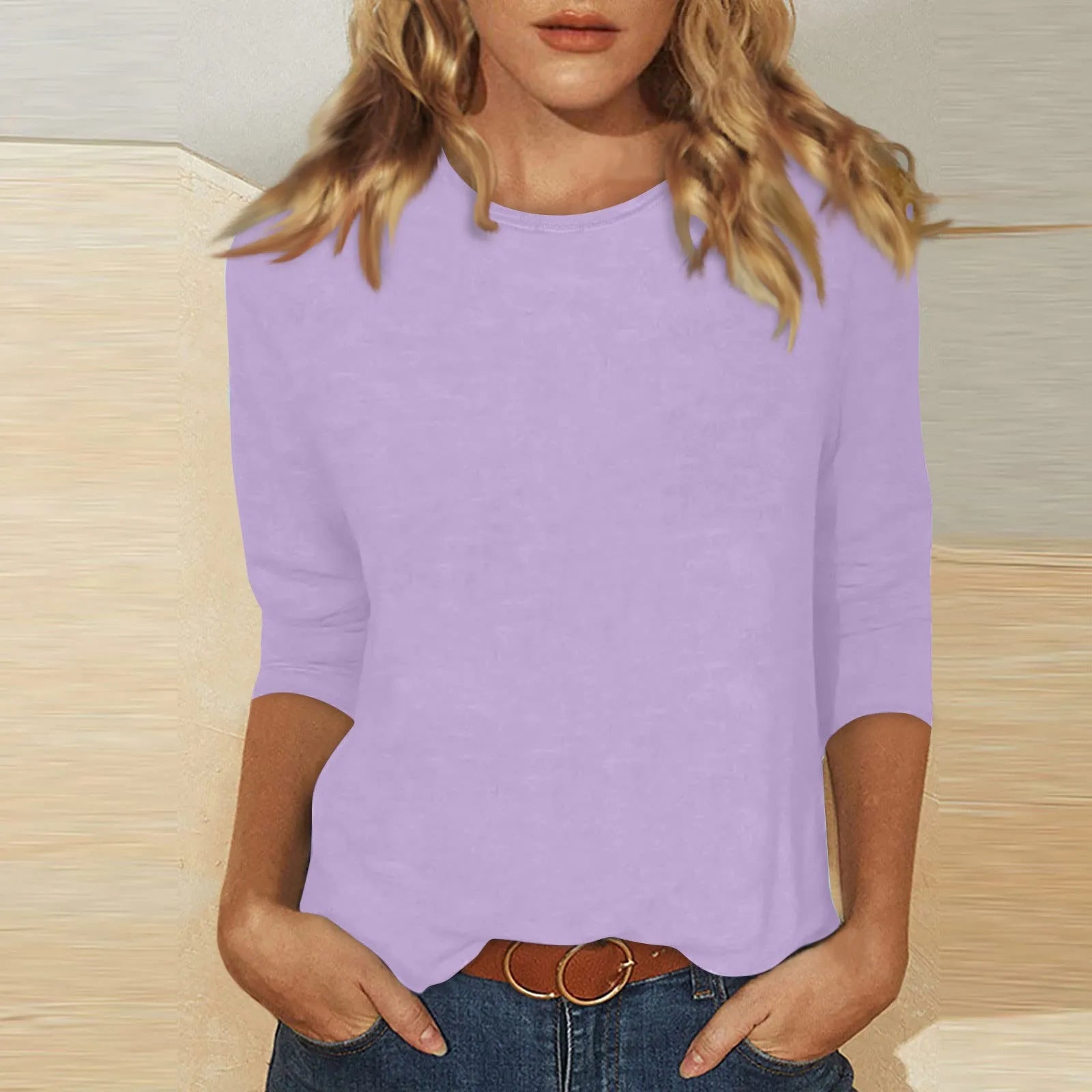 Women Summer Tops Round Neck Three Quarter Sleeve Comfortable Print T Shirt Blouse Women T Shirt muticolor t shirt tops