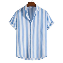 Striped Hawaiian Casual Shirt Men