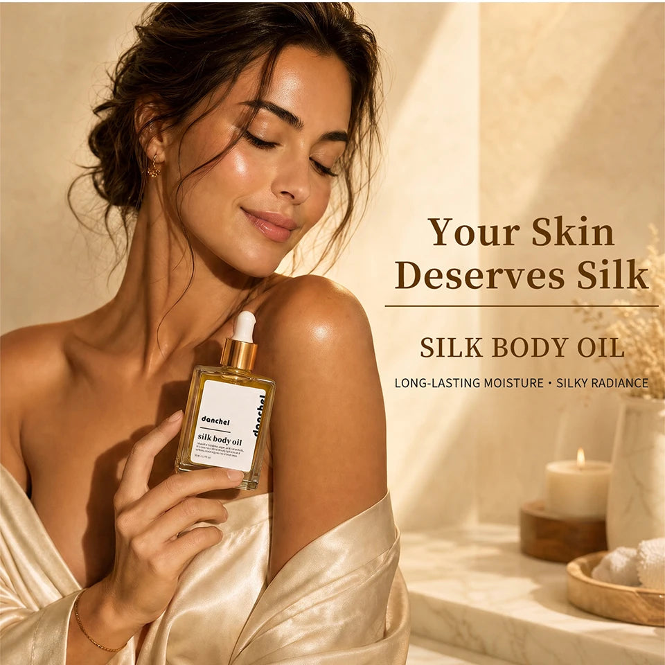 Silk Body Oil Face Body Versatile Care Fast Absorbing Deep Hydration Silky Smooth Brighten Even Tone Firm Skin Silk Body Oil