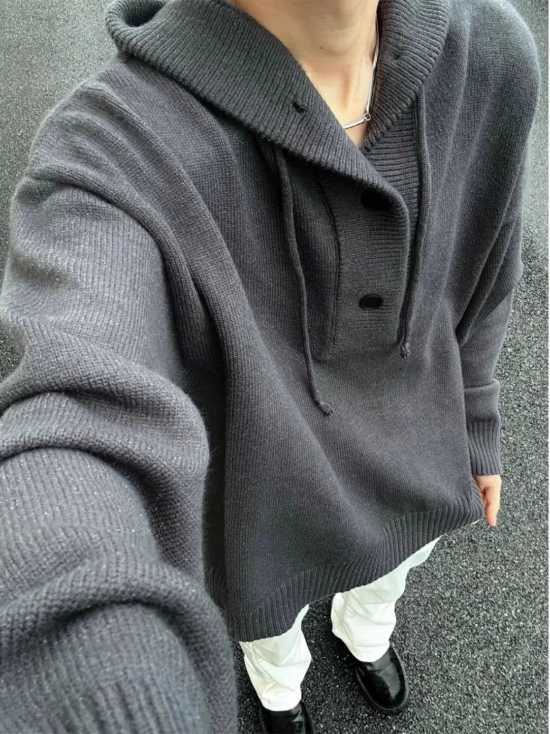 New Autumn Winter Sweaters for Men Loose Trendy Brand Hooded Pullover Sweaters