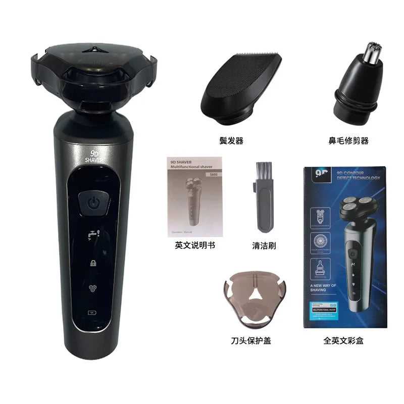 Electric Shavers for Men Waterproof Electric Trimmer Razor Wet &amp Dry Use Rechargeable Battery Rotary Shavers Machine Shaving