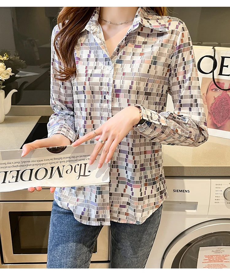 Fashion ladies shirts New elegant Women Blouses Long Sleeve Button-Down Tops blusa mujer