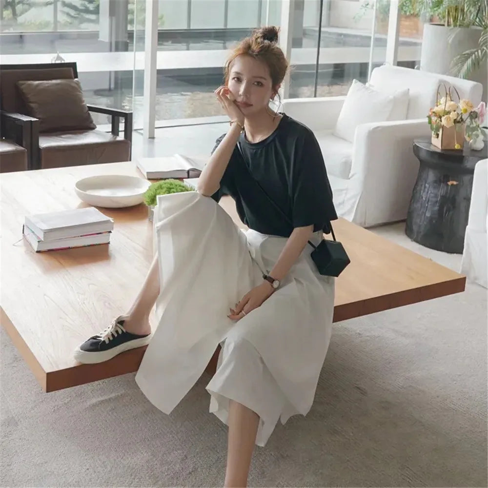 Skirts Pants Women Autumn Solid Asymmetric Trendy Design Simple High Waist Korean Elegant Leisure All-Match Streetwear Chic Ins