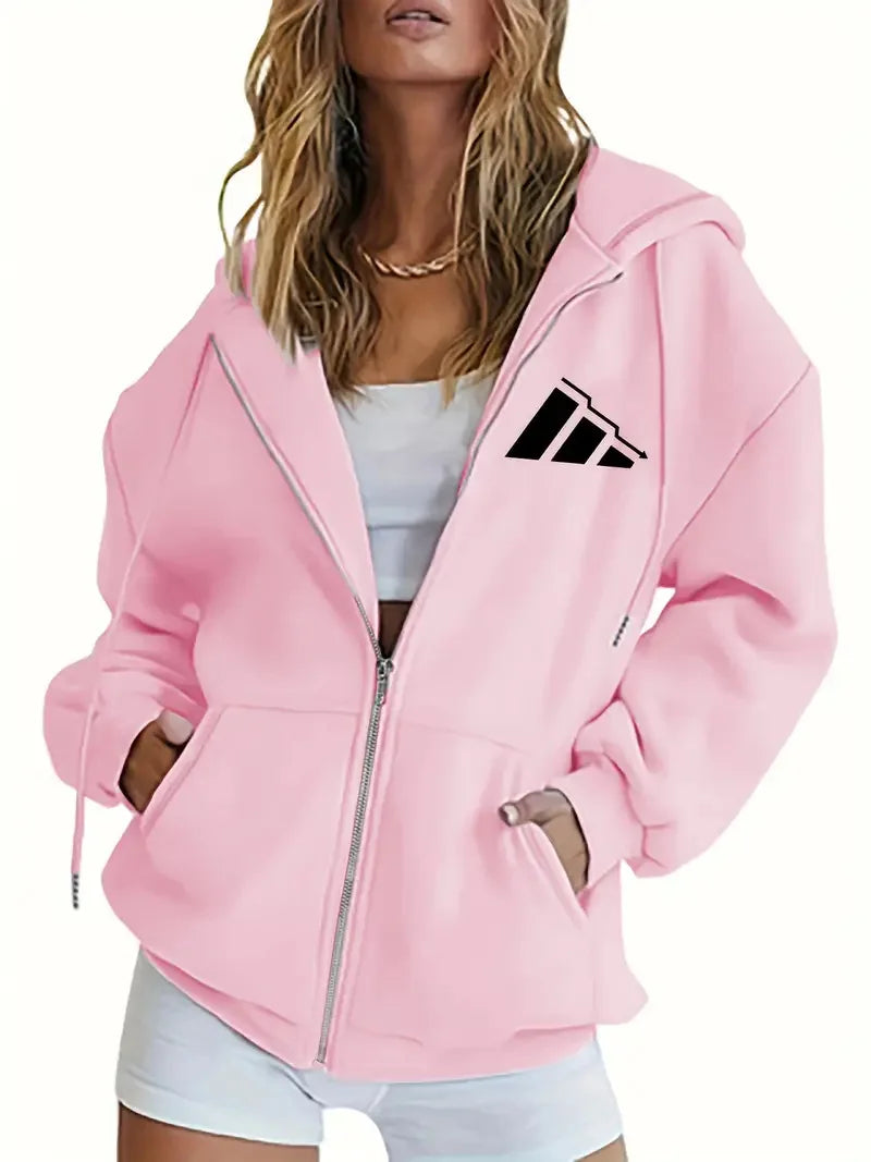 Women's Hoodie Jacket Zipper Fleece Lined Casual Sportswear Hooded Sweatshirt Outerwear 5046 Print Comfortable Loose Fit