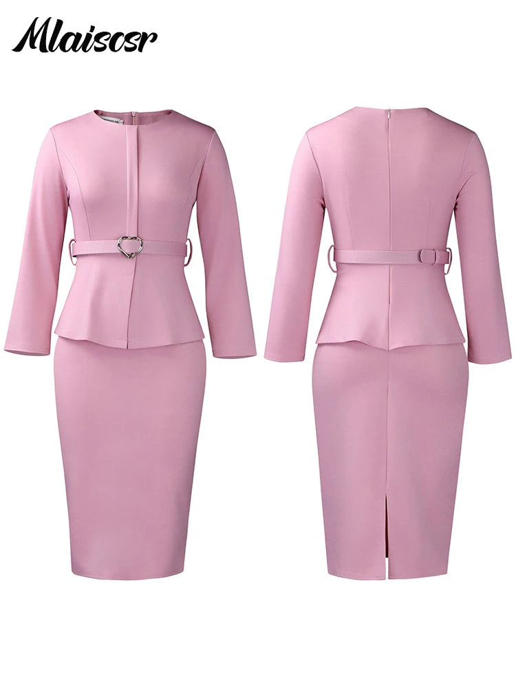 Pencil Midi Dress with Waist Sash