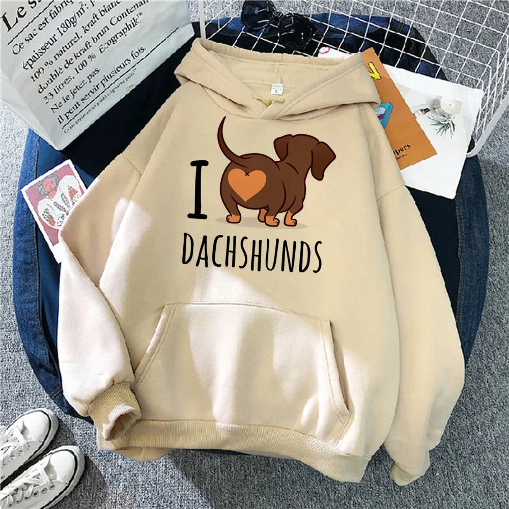 Cute Dachshund Graphic Slim Hoodie