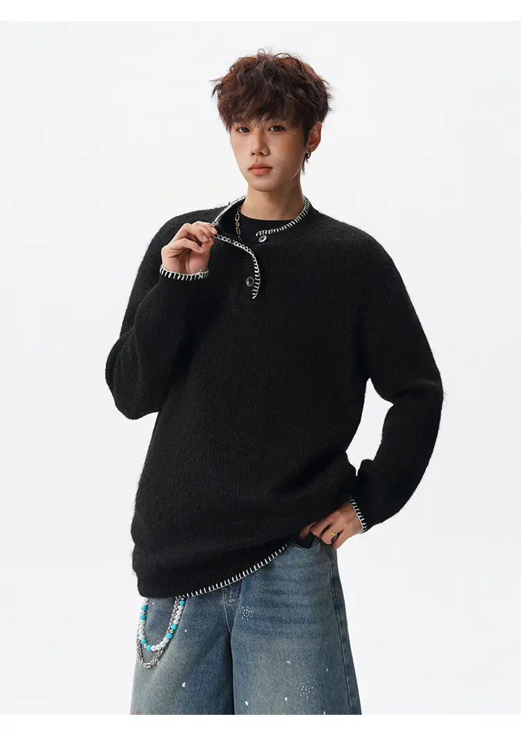 Korean Button Knit Pullover