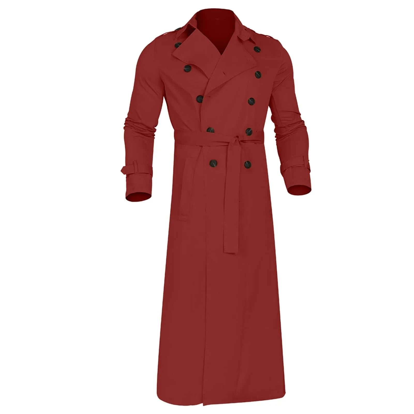 Men’s Luxury Full-Length Trench Coat – England Style Business Overcoat