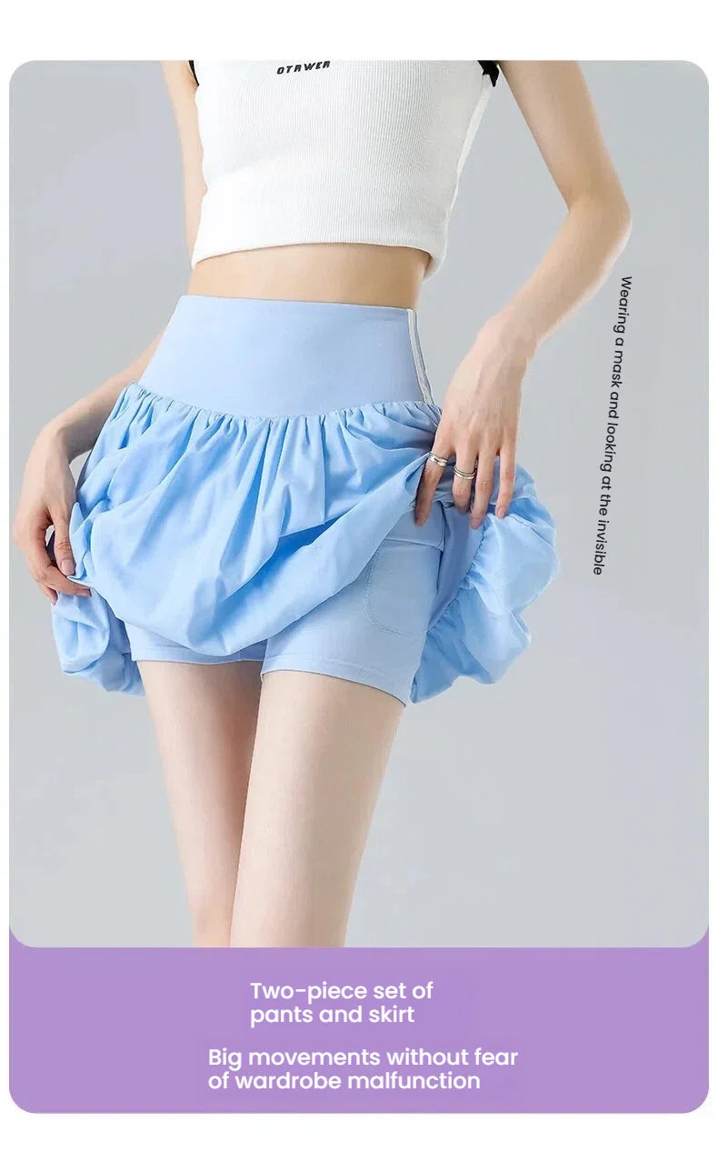 Women‘s Tennis Skirt Summer  High Waist Flared Golf Skirt with Built-in Shorts 2 in 1 Athletic Quick Dry Shorts Skirt Pickleball