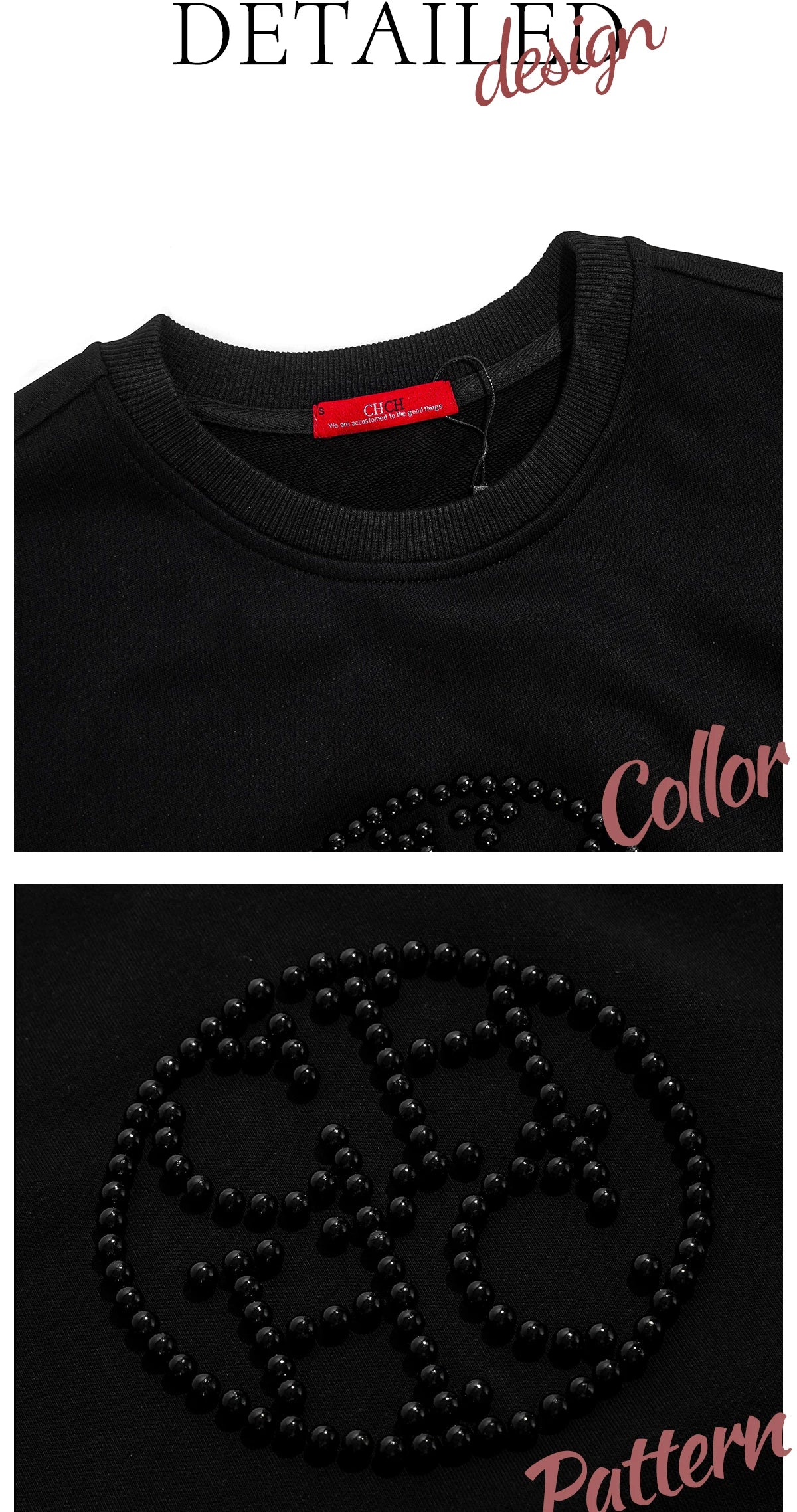 Beaded Casual Pullover Sweatshirt Women