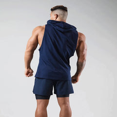 Men's Workout Hooded Tank Tops Bodybuilding Muscle Cut Off T Shirt Sleeveless Gym Hoodies