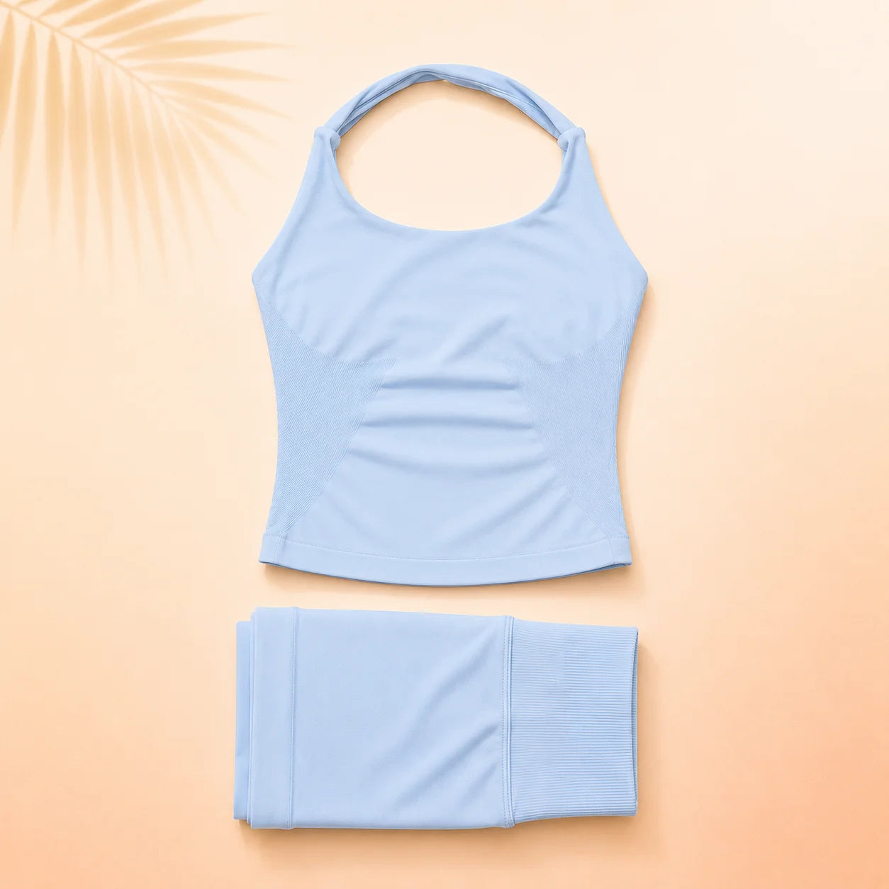 Women Seamless Yoga Set Halter Sports Bra Scrunch Butt Shorts 2 Piece Gym Workout Fitness Activewear High Waist Athletic Outfit