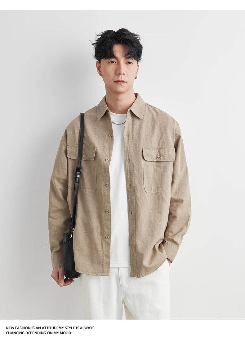 Vintage Cotton Workwear Shirt Men