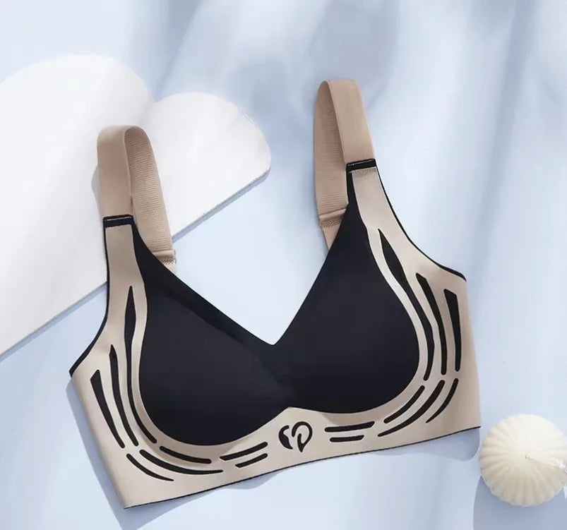Women's Sports Bra AntiSagging Adjustable Small Breasts Love Heart Color Collision  Seamless High Elasticity Lift Shapewear