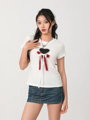Heart Bow Lace Tee