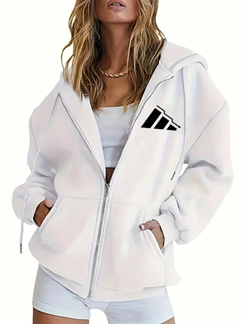 Women's Hoodie Jacket Zipper Fleece Lined Casual Sportswear Hooded Sweatshirt Outerwear 5046 Print Comfortable Loose Fit