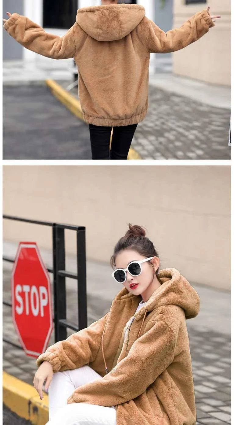Plush Hooded Flannel Winter Jacket