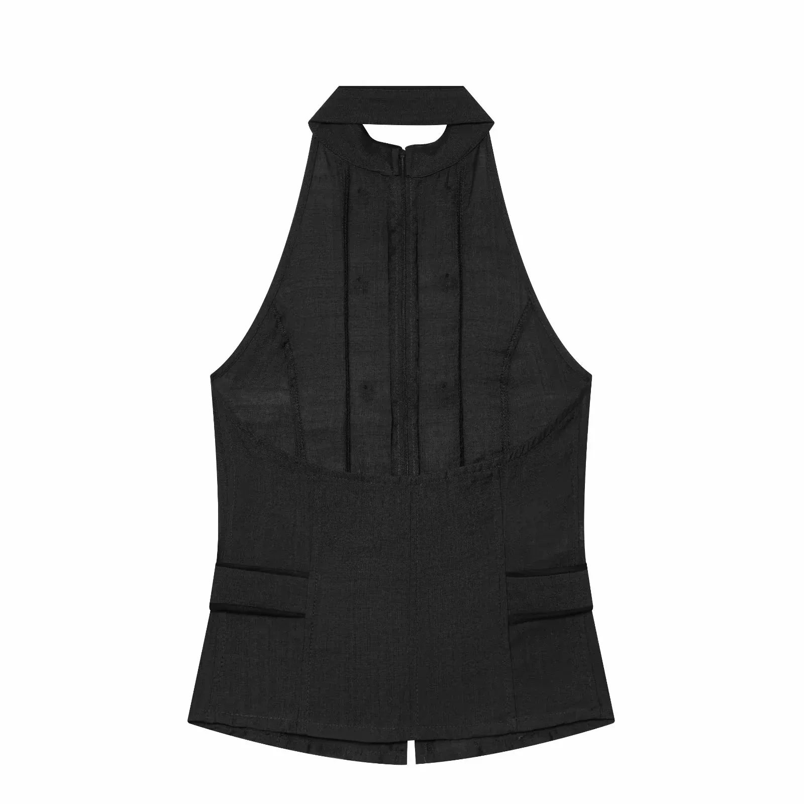 Women Summer Elegant Silk Texture Tops Fashion Women Vacation Halter Backless Beach Style Party Lady Tops