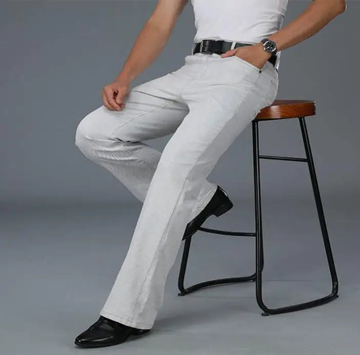 Men's Beige Loose Jeans Fashion Denim Pants For Men Casual Wide Leg Trousers Flared Jeans