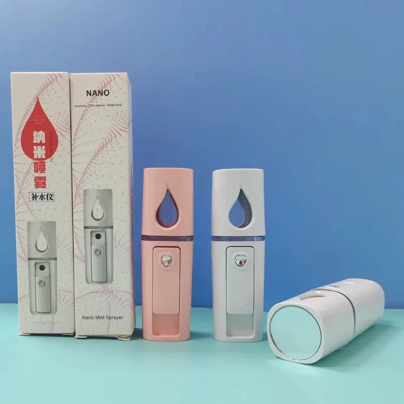 Nano Facial Mister Portable Mist Sprayer with Mirror Mini Cool Mist Spray for Skin Care Facial Body Moisturized