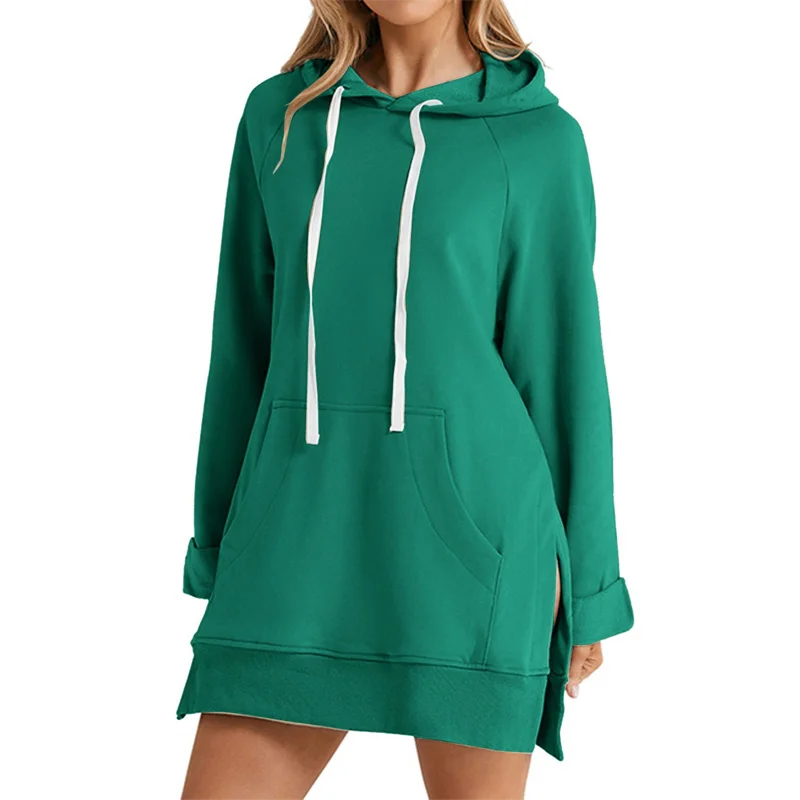 Hooded Slit Hem Hoodie Dress