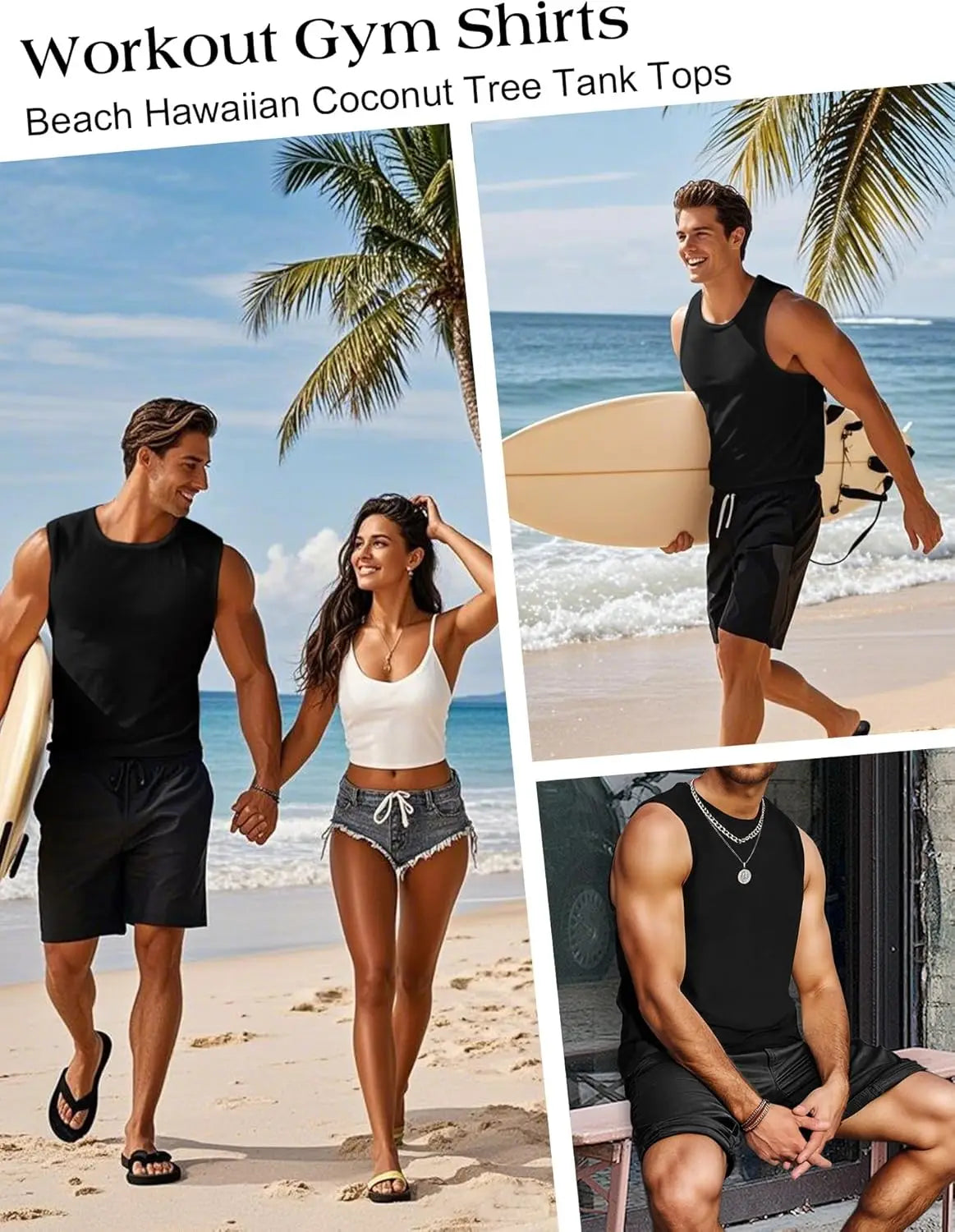 Mens Tank Tops Workout Sleeveless Shirts Summer Solid Color Polyester Quick Drying Tanks for Men Summer Beach Sports T-Shirts