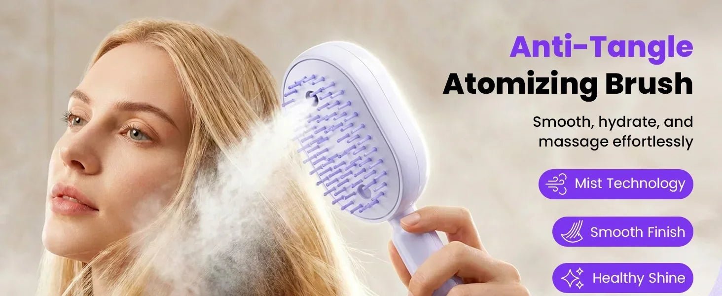 Rechargeable Hairs Massage Brush 3-in-1 Electric Spray Air Cushion Massage Comb for Frizzy Hair Scalp Care Relieve Hair Tangles