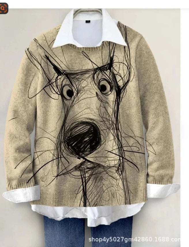 Festive Printed Winter Knit Sweater