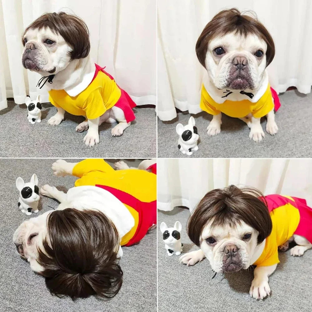 Pet Wigs Cosplay Props Dog Cat Cross-Dressing Hair Set Photography Funny Props Head Accessories Prank Pet Supplies Costumes DIY