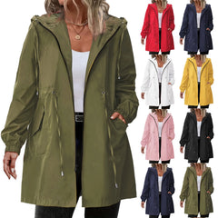 Women Trench Coat New Spring Autumn Jacket Casual Long Sleeve Hooded Mid Long Windbreaker Female Overcoat High-Quality Coats