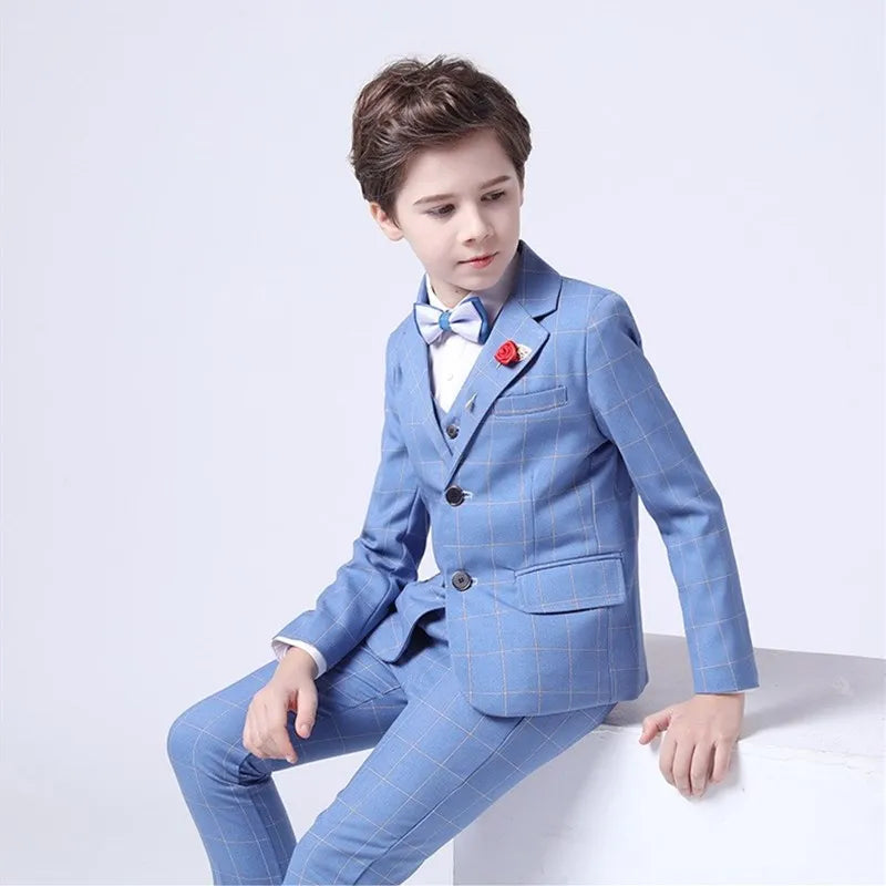 Formal Kids Plaid Tuxedo Suit