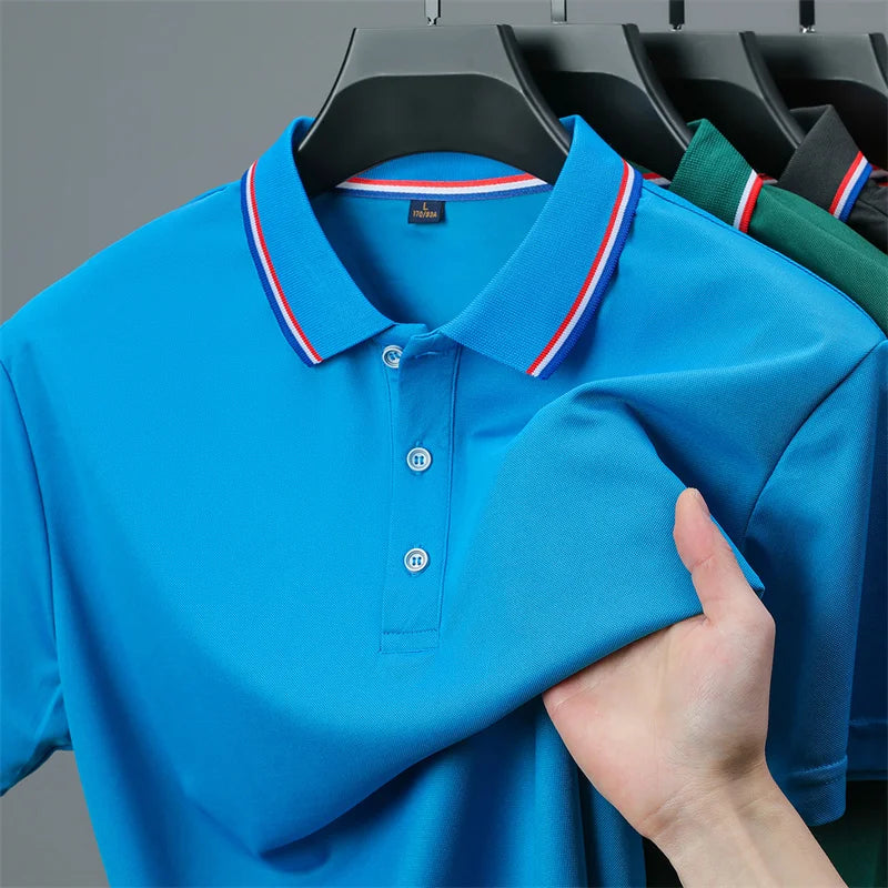 Men's Casual Solid Color Short Sleeve Polo Shirt  Summer Fashionable Comfortable Versatile Top for Men