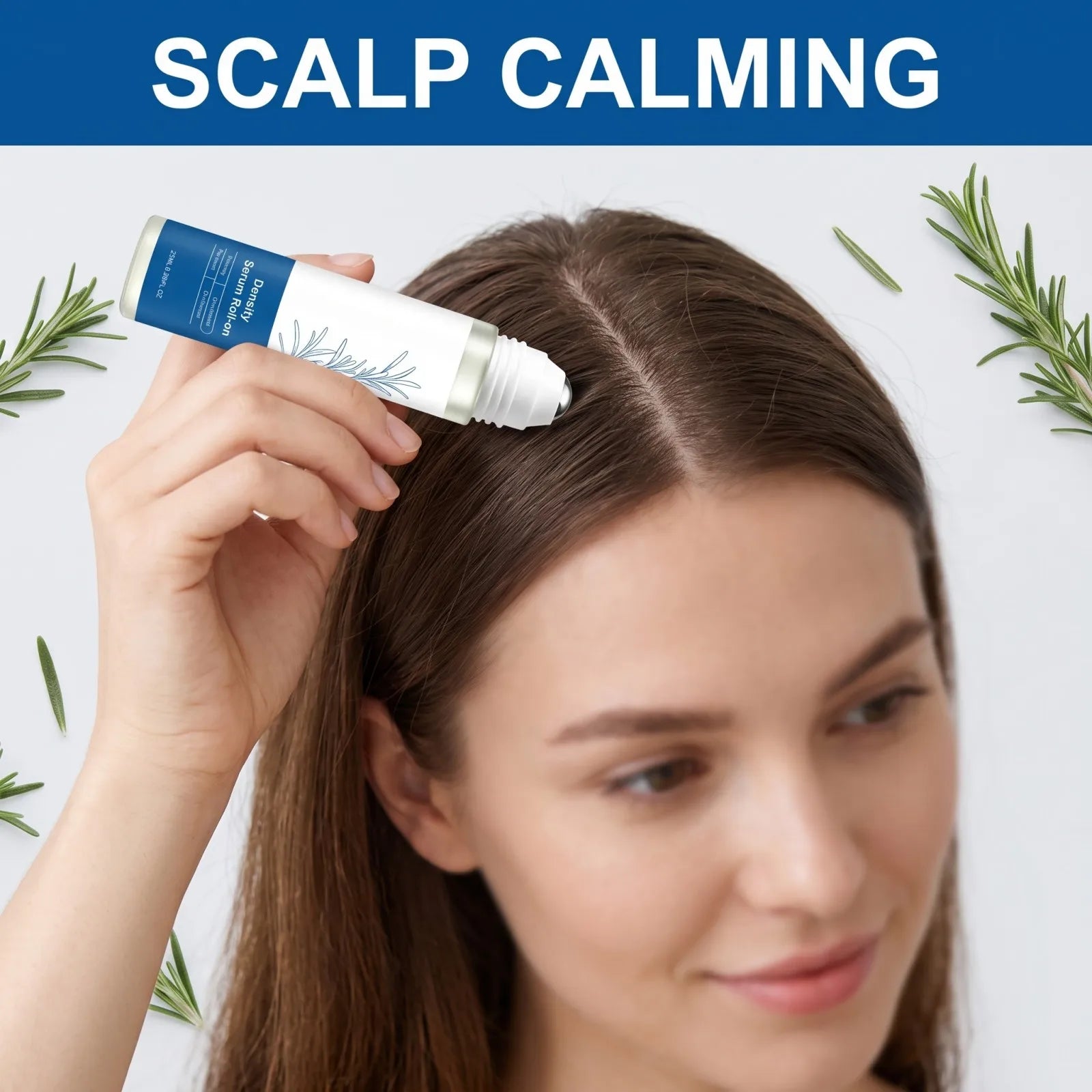 Roll On Hair Serum Leave In Care Scalp Oil Balancing Non Greasy Smooth Frizz Portable Touch Up with Rosemary Extracts 25ml