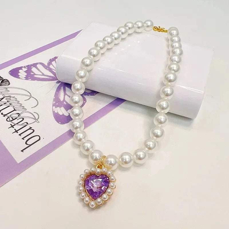 Adjustable Pet Pearl Necklace Accessories for Cats Gotas Animals Fashion Rhinestones Sphynx Cat Collar Kitten Dog collier chat