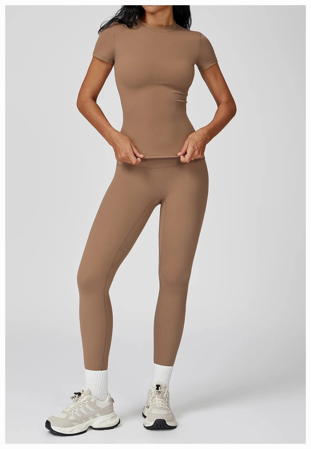 Fitness Leggings High Rise Hip Lift Brushed Soft Material For Ladies Outdoor Elastic Slim Fit Outer Wear Sports Tight Pants