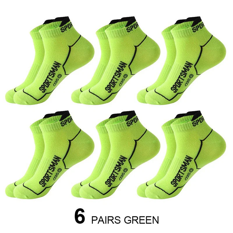Men’s Cotton Mesh Ankle Sports Socks – 6 Pairs