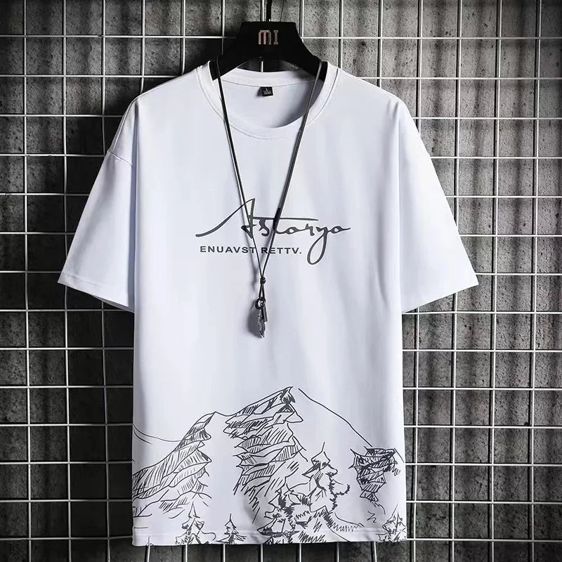 2023 Summer Men's Tracksuit 2 Piece Set Fashion Casual Solid Short-Sleeved T-Shirt and Shorts Sport Suit Breathable Man Clothing