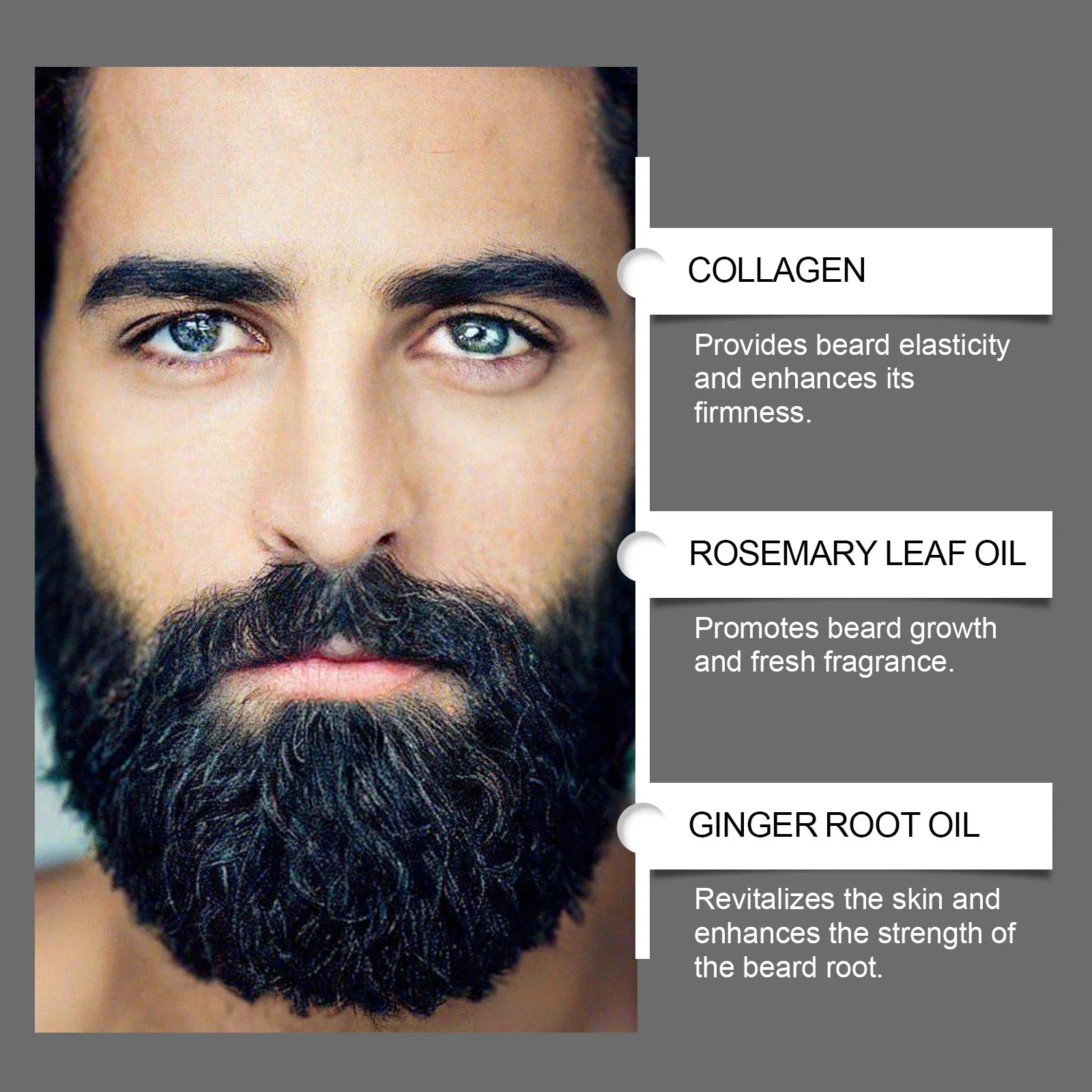 Beard Thickening Care Oil with Roller Ball 0.25mm Strengthen Hair Roots Nourishing Soften Beard Oil for Men Grooming Beard Care