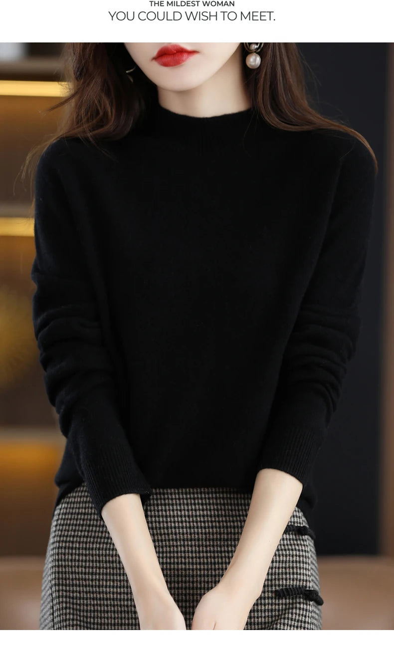 Merino Wool Mock Neck Pullover