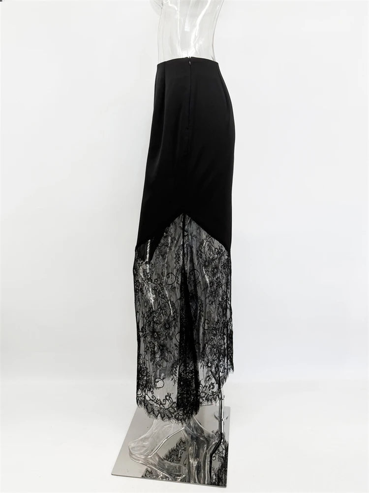 Patchwork Lace High Waist Maxi